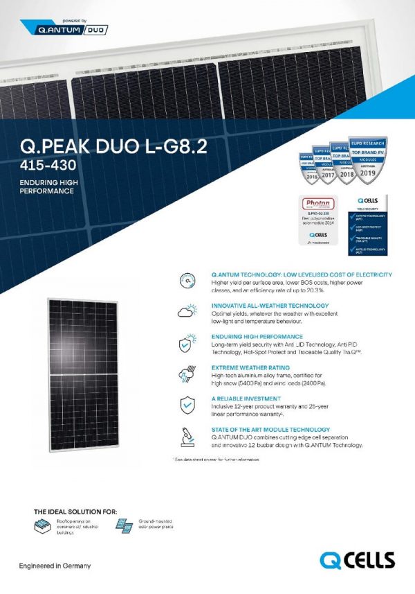 Tấm pin Qcell 420 Wp