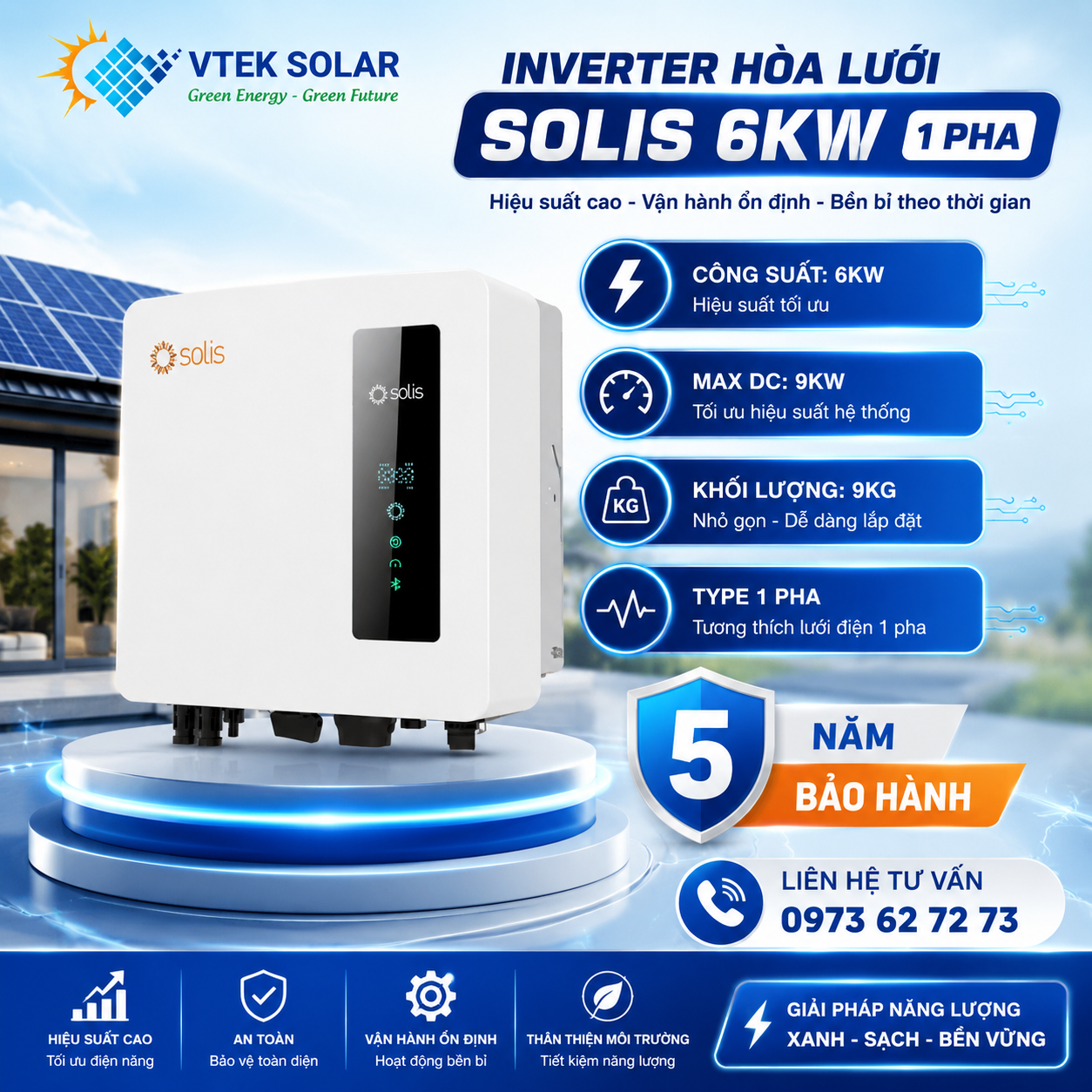 biến tần bám tai 6kw solis biến tần bám tải solis 6kw 1 pha