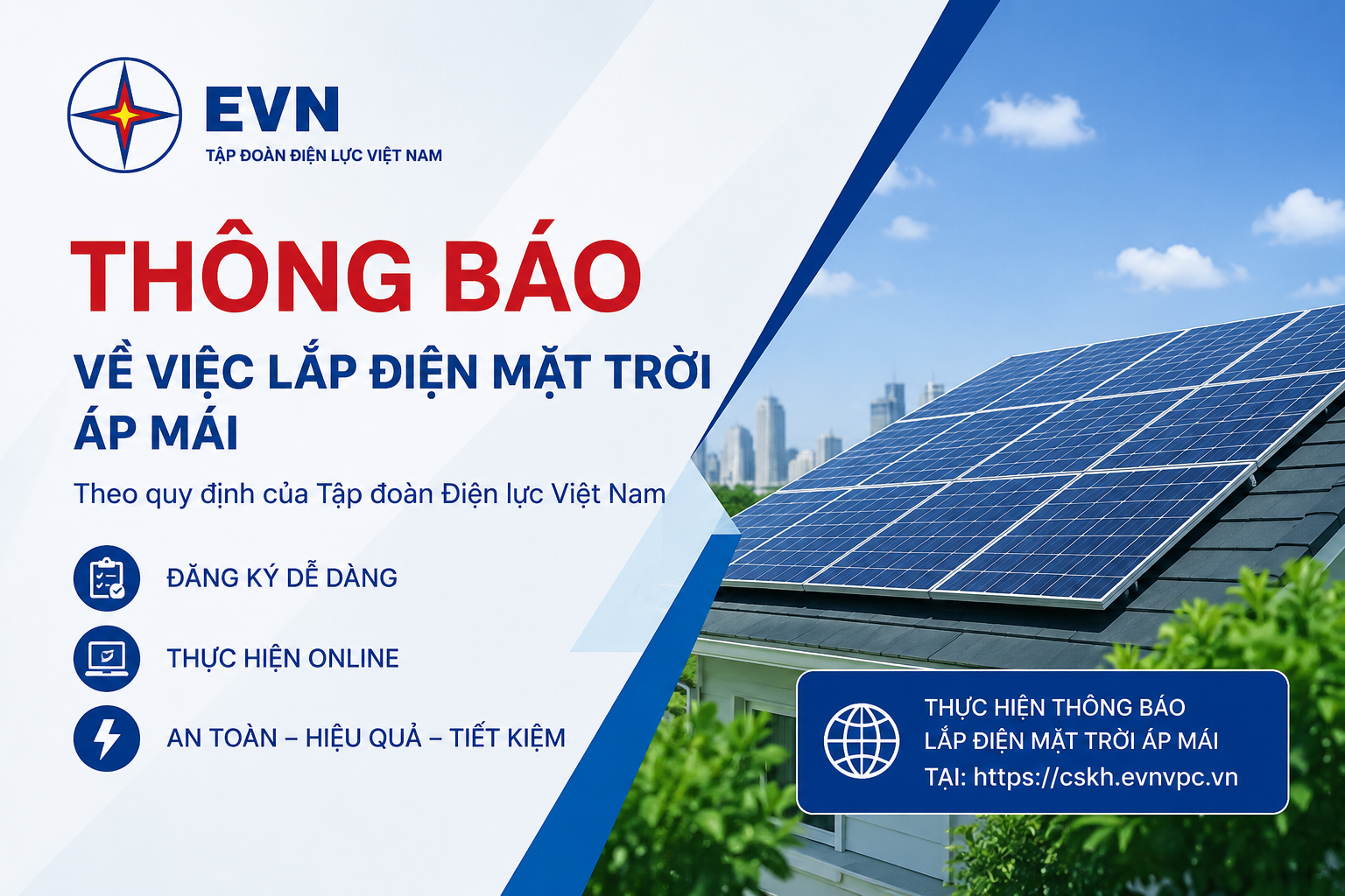 hướng dẫn thông báo lắp đặt điện năng lượng mặt trời với điện lực
