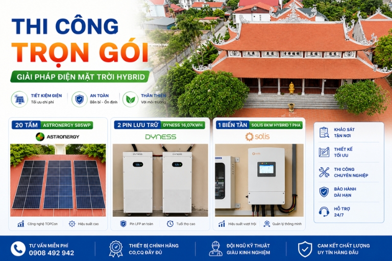 trọn gói điện năng lượng mặt trời chùa Minh Phúc